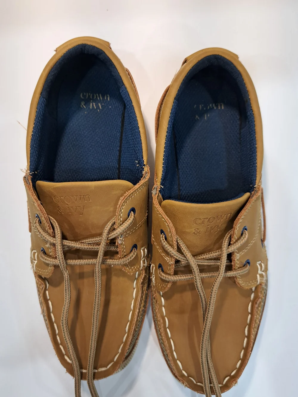 Crown & Ivy Kids Tan Moccasin Boat Shoes Youth 4